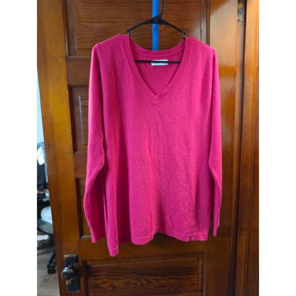 Croft & Barrow Women’s XXL Hot Pink V-Neck Pullover Sweater Long Sleeve